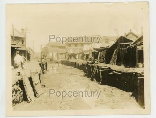 1932 Photograph China Chefoo Natives Living Creek Bed Us Navy Sharp Photo Yantai