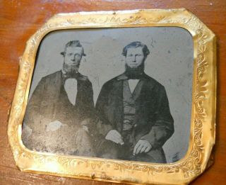 Antique 1/6th Plate Tintype Photo In A Brass Frame