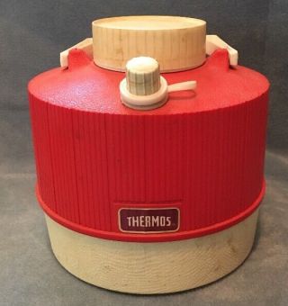 Vintage 1 Gallon Thermos Water Jug Red White Insulated