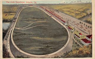 The Auto Speedway Atlanta Georgia Car Race Postcard 1909