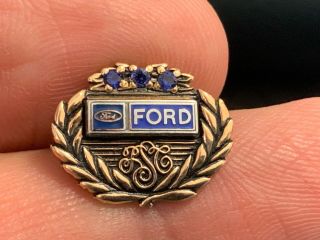 Ford “fsc” Three Blue Gem Service Award Pin.  1/10 10k Gold Pin.