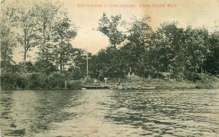Postcard Boat Landing At Camp Ground,  Eaton Rapids,  Michigan - Circa 1907