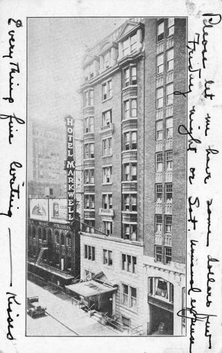 Hotel Markwell York City 1938 Vintage Postcard Antique
