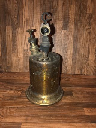 Vtg Antique Brass Blow Torch Clayton & Lambert Steampunk Rustic Deco