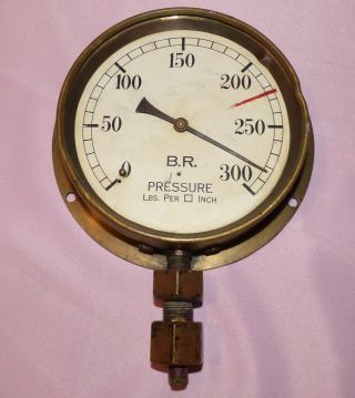 Antique Brass B.  R.  Stream Pressure Gauge