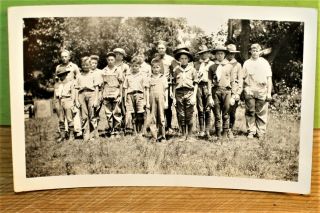 Vintage Black & White Photo Boys Club Boy - Scouts? Snapshot