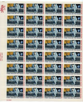 First Man On The Moon 1969 Apollo 11 Full Sheet Us Postage Stamp