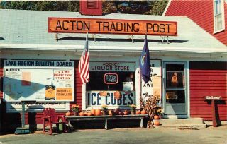 Roadside Postcard Action Trading Post,  Acton,  Maine - Foot Of Mousam Lake