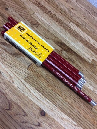 Vintage Box Of 10 Drawing Pencils Red 2126 Eberhard Faber
