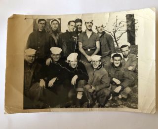 1930s Photo Group Of Sailors Merchant Marines Tattoos Jersey Vintage