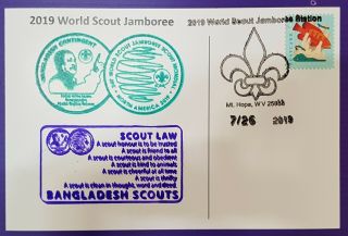 24th World Scout Jamboree 2019 Postmark On Usps Official Postcard And Bangladesh