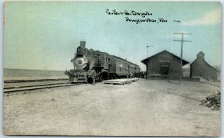1910s Augusta,  Illinois Postcard C.  B.  &q.  Depot Railroad Train Station Williams