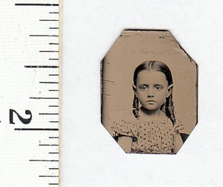 Civil War Era Miniature Gem Tintype Photo Pretty Little Girl.  525n