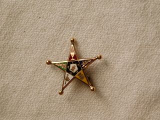 Antique 10k Yellow Gold Star Shaped Eastern Star Masonic Enamel Pin 1.  4 Grams