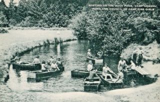 Camp Fire Girls Boating On The Duck Pond At Camp Namanu In Sandy Or Old