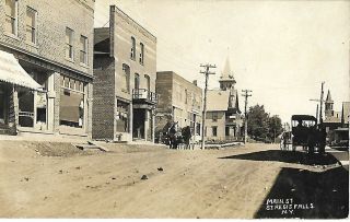 Antique Real Photo Postcard Main Street St.  Regis Falls York Ny 1912