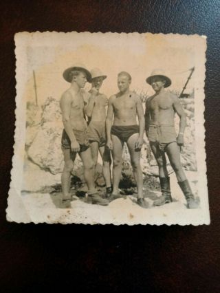 Vintage 1930s Photo Afrika Korps Ww2 German Men Semi Nude Gay Interest Wehrmacht