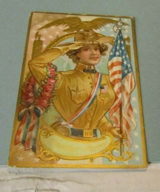 Wwi A Daughter Of The Regiment Female United States Soldier Embossed Postcard