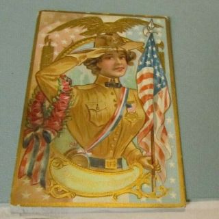 WWI A Daughter of the Regiment Female United States Soldier Embossed Postcard 3