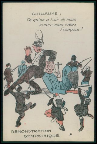 Kaiser Austria Love Wwi Ww1 War Humor Caricature Propaganda Old C1915 Postcard