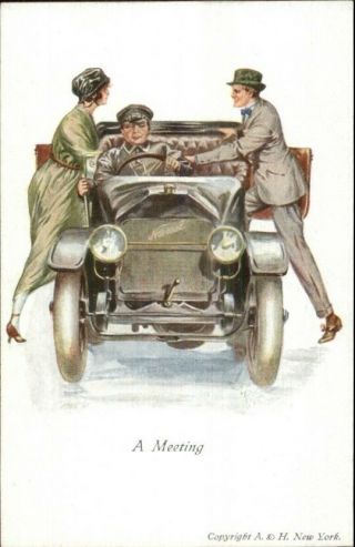 Romance Pretty Woman Old National Car & Chauffeur A&h C1910 Postcard