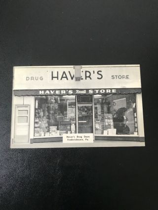 Vintage Postcard Haver’s Drug Store Fredericktown Pennsylvania