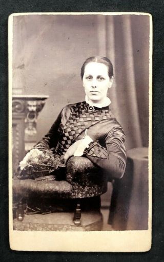 Victorian Carte De Visite Cdv: Lady Unusual Gown: Anderson Glasgow Gourock