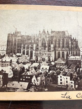 Stereoview Card Photo Construction Of The Cologne Cathedral Rare View 1870’s