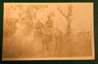 Vintage Rppc Wwi Soldier On Horseback Holding A Pistol Postcard