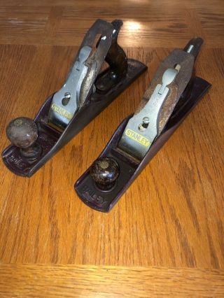 Vintage Stanley Handyman H1205 Two No.  5 Size Hand Planes,  Old Carpenters Tool