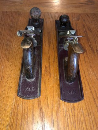 Vintage Stanley Handyman H1205 Two No.  5 Size Hand Planes,  Old Carpenters Tool 3