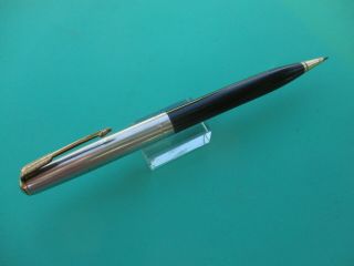Vintage Parker Mechanical Pencil Black Barrel With Silver Cap And Gold Clip