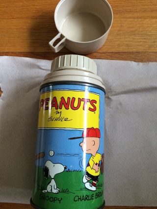Vintage 1959 Schulz Peanuts Snoopy Charlie Brown Metal Thermos
