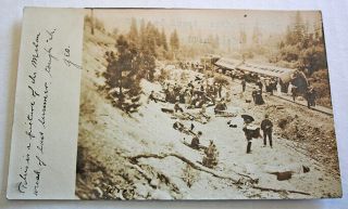 1907 Great Northern Train Wreck Deer Park Milan Washington State R P Post Card