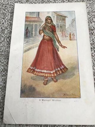 Postcard From 1916 Of A Marwari Woman India Ethnic Culture Asia Marwar Shekhawat