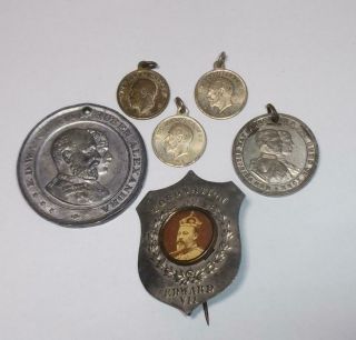 Coronation Edward Vii Rare Photo Pin Badge Medal Duke Of York 1893 Lords Prayer