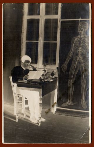 38630 Greece 1920s.  Medical Student,  Map Of Skeleton.  Negative Photo Pc Size