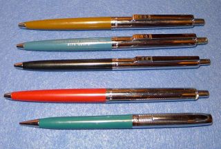 5 Vintage Ink Pens.  3 Double Heart Papermate.  Papermate with no Clip & Garland 2