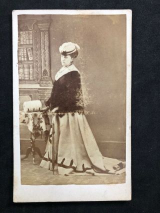 Victorian Carte De Visite Cdv: Elegant Lady White Fur Muff: Hinton: Camden Town