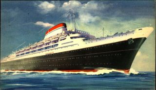 Italian Steamship Tn Christoforo Colombo Artist Rendering Vintage Postcard