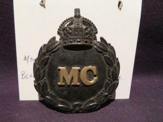 Obsolete Monmouthshire Constabulary Wwii/pre - Wwii Black Wreath Helmet Plate