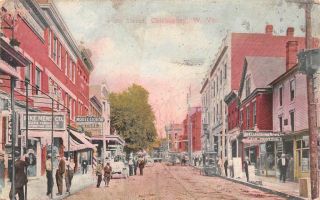 Pike Street Clarksburg West Virginia News Alcohol Printing Signs Postcard 1912