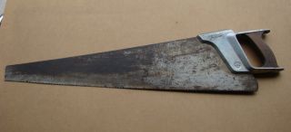 Vintage Henry Disston Usa Hand Saw 8 Tpi 26 " With Aluminum,  Wood Handle