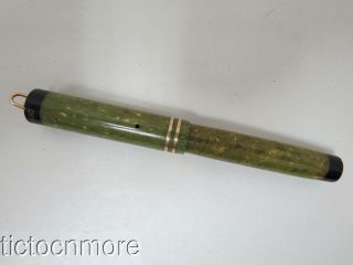 Vintage Sheaffer Lifetime Jnr Green Jade Ring Top Lever Filler Fountain Pen