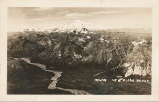 Ak Mt.  St.  Elias Mountain Range 1949 Rppc 2nd Highest Peak Yukon