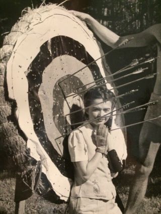 Vintage Antique Photograph w/ Archery Practice Target Man Swim Trucks Girl Camp 2
