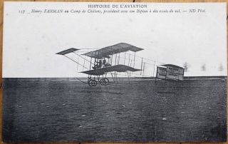 Henry Farman - Camp De Chalons,  Airplane 1910 French Aviation Postcard - Pioneer - Era