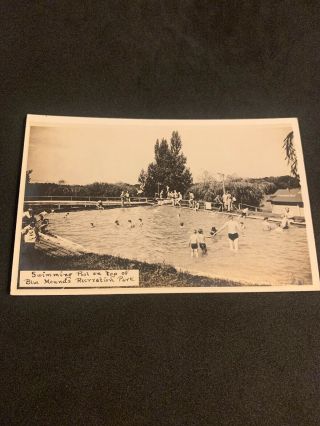 Vintage Rppc Swimming Pool Luverne Minnesota Real Photo Postcard Blue Mounds