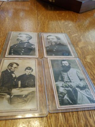 4 Antique 1800s Civil War Era Man Uniform Lincoln Cabinet Card