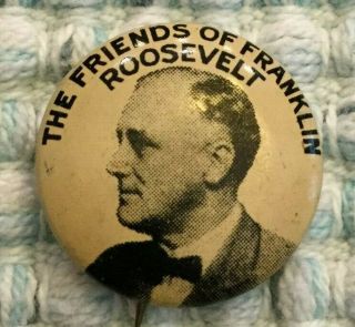 1936 “the Friends Of Franklin Roosevelt 3/4 " Pin Back Button Rare Looking Left